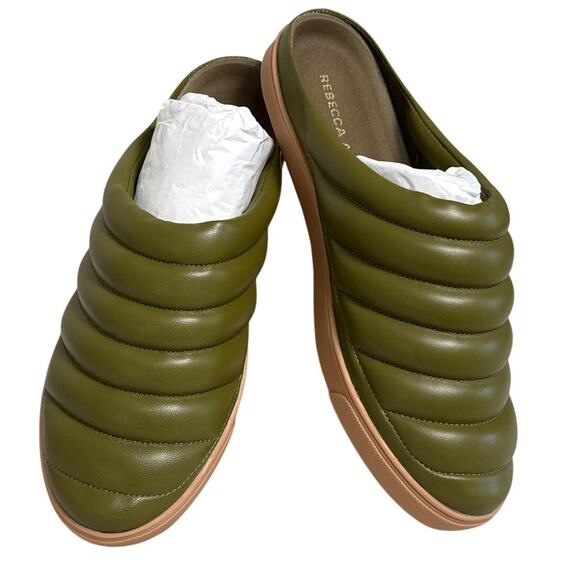 NWB Rebecca Allen The Clog Slip On Faux Leather Upper Olive Green Size 9 - Picture 1 of 6